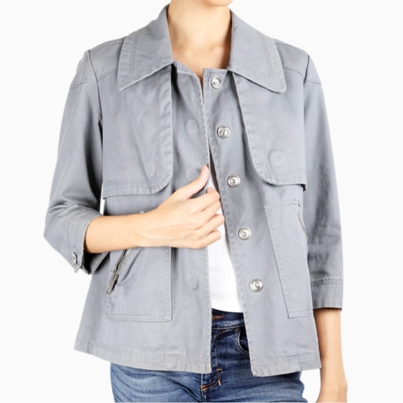Dkny Jackets & Blazers - DKNY jeans Cropped Gray Utility Cargo Jacket Small